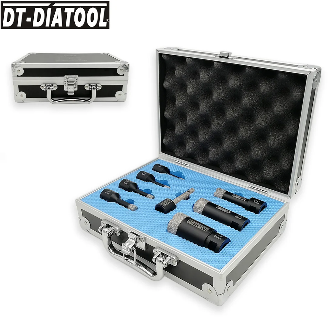 DT-DIATOOL 8pcs/Set Vacuum Brazed Diamond Drill Core Bits 5/8-11 Set Mixed Size Hole Saw & Finger Bit For Porcelain Tile Marble