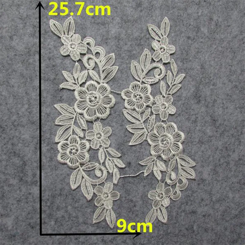 

New White Cotton Embroidery Flower Lace Collar Fabric Sewing Applique DIY Guipure Dubai Ribbon Trim Neckline Wedding Decor