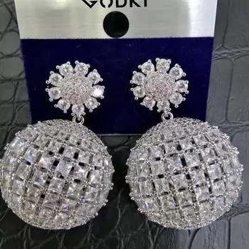 

GODKI New Summer Collection Pineapple Orange Dangle Earrings For Women Wedding Cubic Zircon African Indian Dubai Bridal Earrings