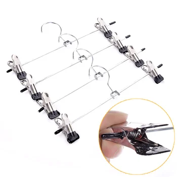 

10PCs/Set Stainless Steel Trousers Rack Metal Anti-Slip Clothespin Wardrobe Pants Clamp Clothes Clip Dress Bra Hanger Black Blue
