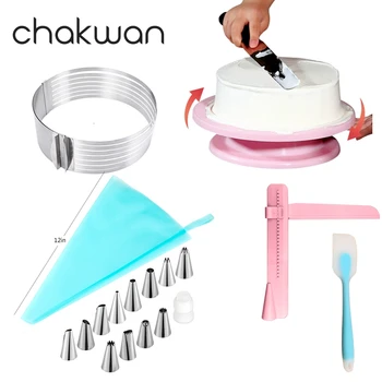 

DIY Cake Dessert Decorators Tool Turntable Pastry Nozzles For Cream Confectionery Bags Icing Piping Nozzles Tips Baking Tools