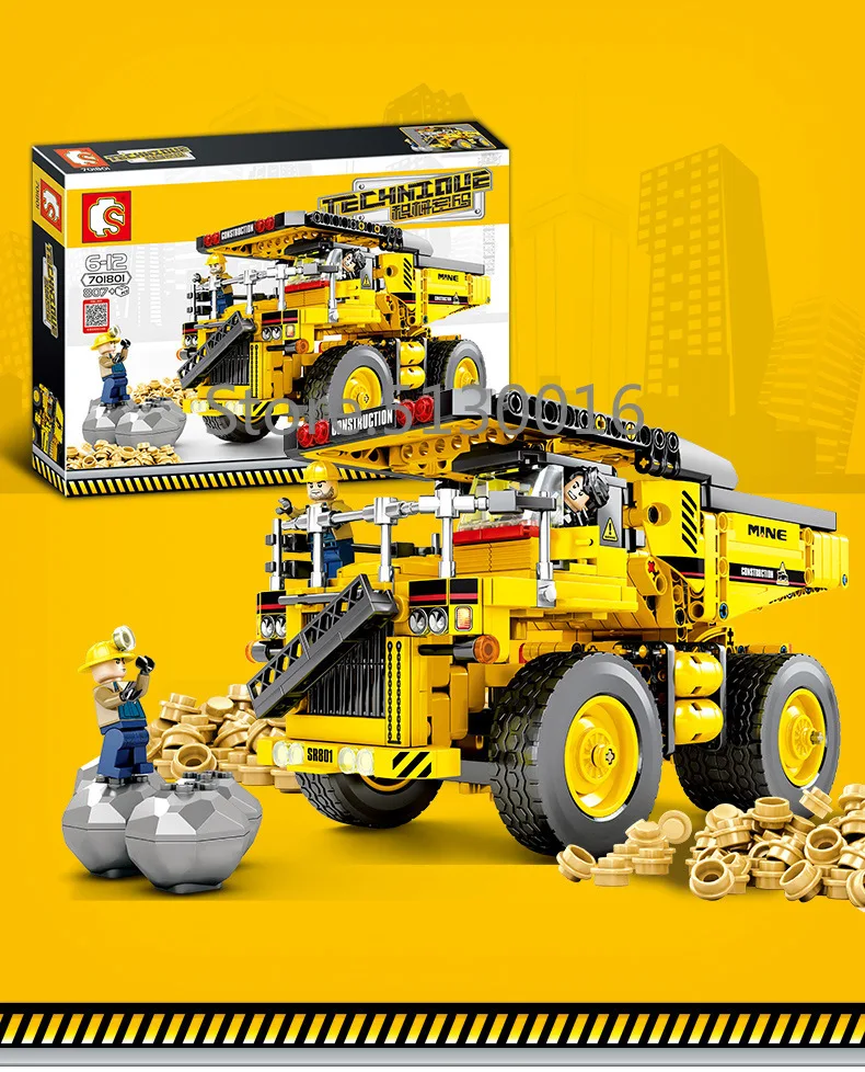 701801 Technic шахтный транспорт Грузовик городской автомобиль MOC 807 шт модели строительных блоков совместимы с 20007 20008 38014