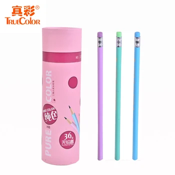 

[TrueColor] (36 Pieces/Box) Cute School Stationery Wooden HB Pencils With Eraser For Children Kids Student High Quality 221736A