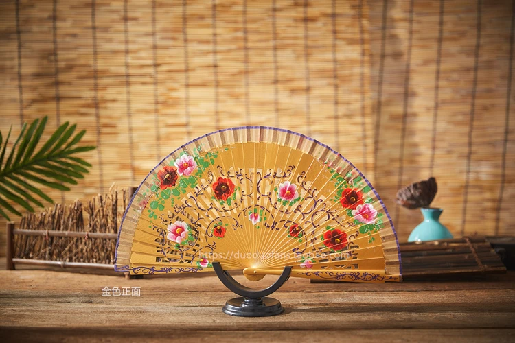 Fall New Xiangsi Style- Cloth Edge Painted Fan Hand Painted Spanish Fold Style Fans Wood Fans Custom Dance Fans