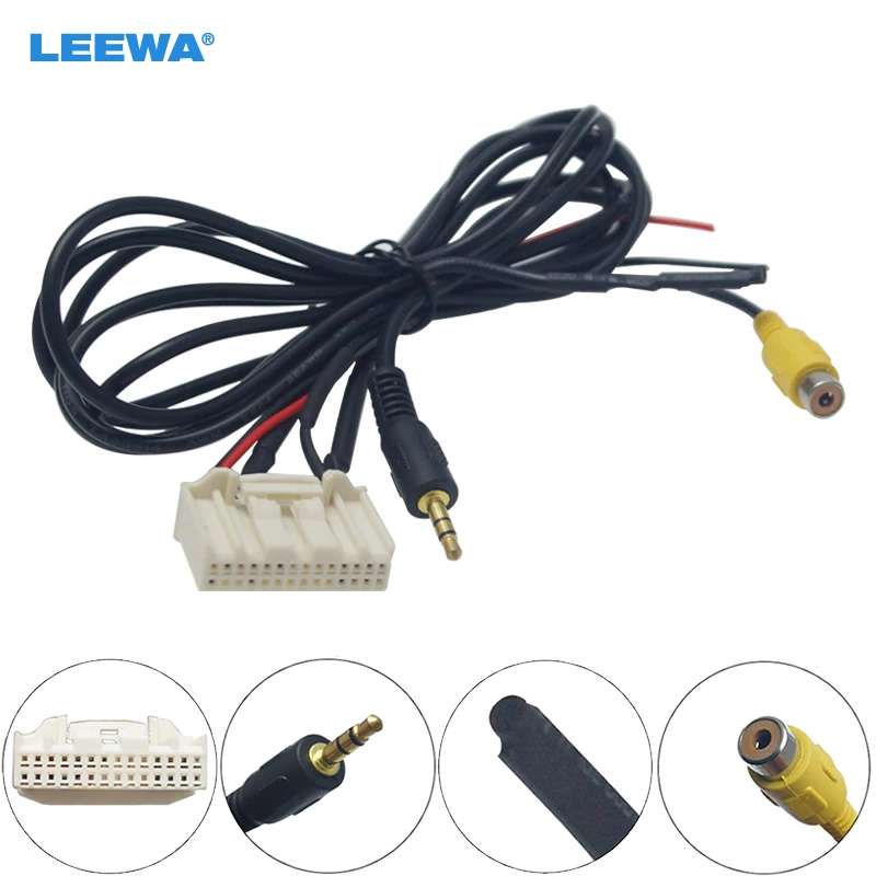 Leewa Car Auxin Socket Radio Audio Cable With Micphone For Toyota Rav4
