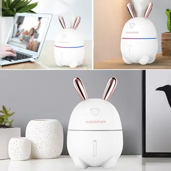 

300ML 300ML USB Air Humidifier Purifier Mist Maker Cute Rabbit Ultra Silent Night Light Aroma Essential Oil Diffuser Home Office