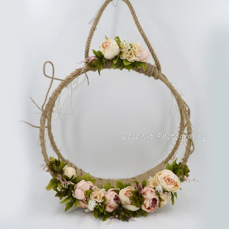 Coconut Newborn Photography Props Baby Photo Swing Infant Posing Props Flower Basket Baby Shoot Accessories For Studio New Type