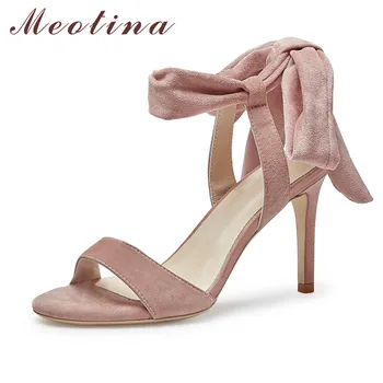 

Meotina Women Sandals Ankle Strap Super High Heels Shoes Pointed Toe Stiletto Heel Footwear Summer Party Sandals Female Size 40