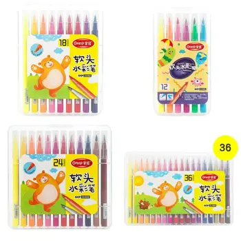 

1 Set Soft Head Watercolor Pen 12/18/24/36 Colors Children Kindergarten Washable Paintbrush Set Hand-painted Color Brush