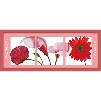 

Joy Sunday Beautiful Flowers DIY Crafts Cross Stitch Printed Patterns 11&14CT DMC Counted on Canvas Chinese Embroidery Sets