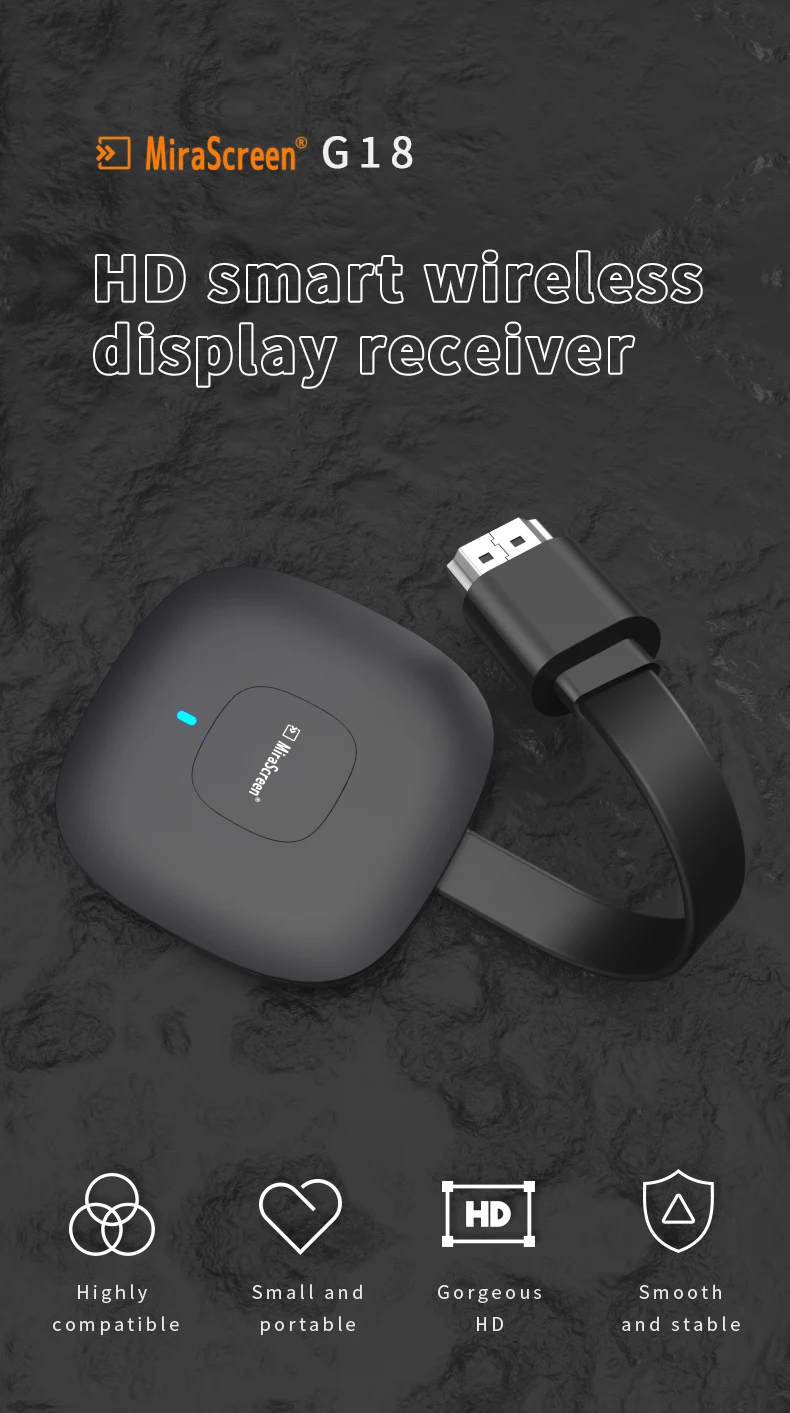 

2020 2.4G + 5.8G 4K Wireless HDMI Wifi Display Receiver Mirror Screen Miracast Airplay Media Stream Android TV Stick HDTV Dongle