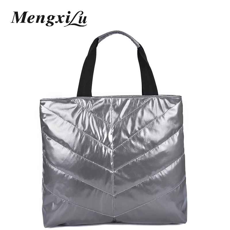 

Winter Women Handbags PU Leather Bags New Shoulder Bags Fashion Lady Bag Tote Women Casual cotton space quilted feather bag Bale