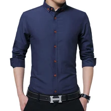 BROWON, осень, новая мужская рубашка с длинным рукавом, рубашка с отложным воротником, мужская приталенная рубашка в деловом стиле, оксфордская рубашка для мужчин