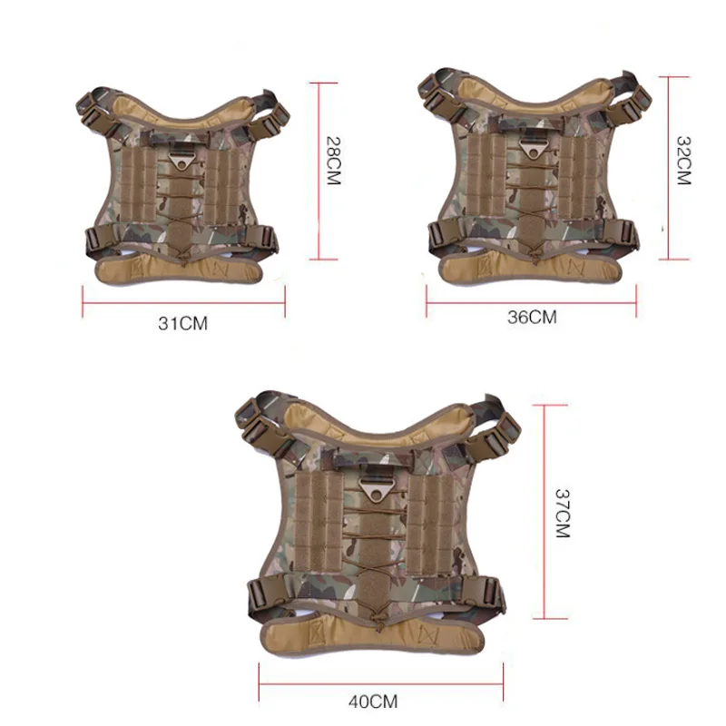 Tactical Service Dog Modular Harness K9 Working Military Hunting Molle Vest With Pouches Bag Water Bottle Carrier Bag Set Gear