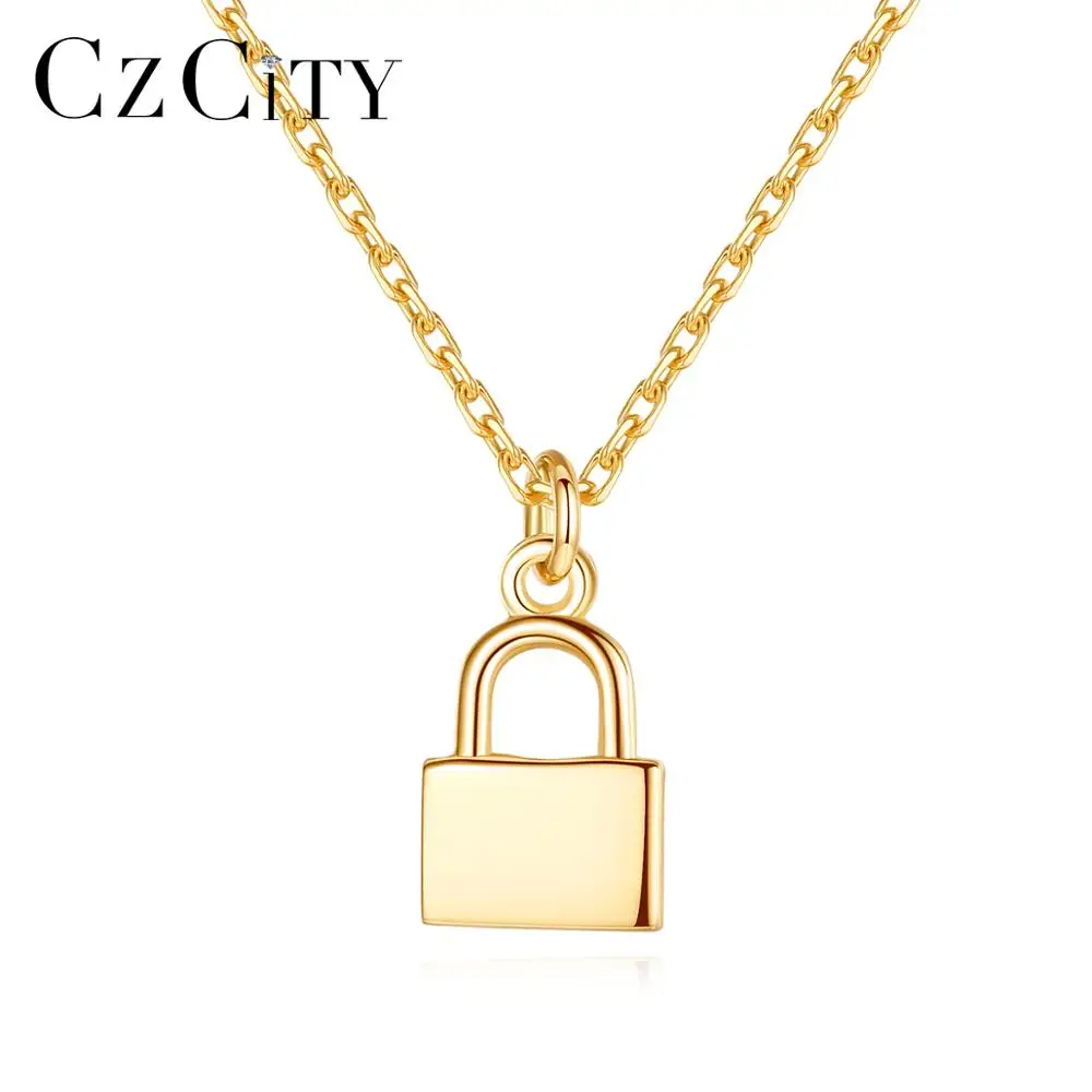 CZCITY чистого серебра 925 пробы серебряные маленькие замок Форма подвески для