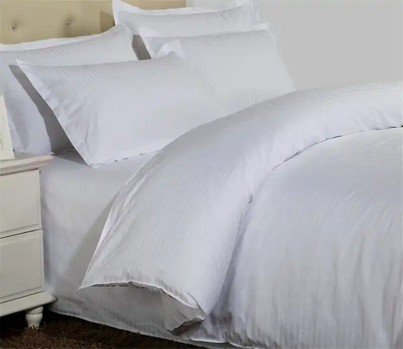 Luxury 1pc 100 Satin Cotton Pure White Stripe Hotel Duvet Cover Home
