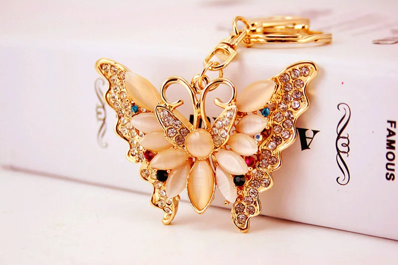 Творческий алмаз набор Опал бабочка автомобильный брелок Женские аксессуары для сумок металлические подвески насекомые брелок