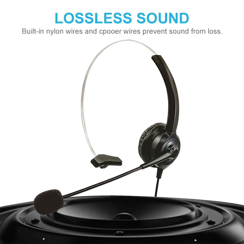 Wired Business Headset With Microphone Telephone Operator Noise Canceling Headphone for Computer Phones Desktop Boxes