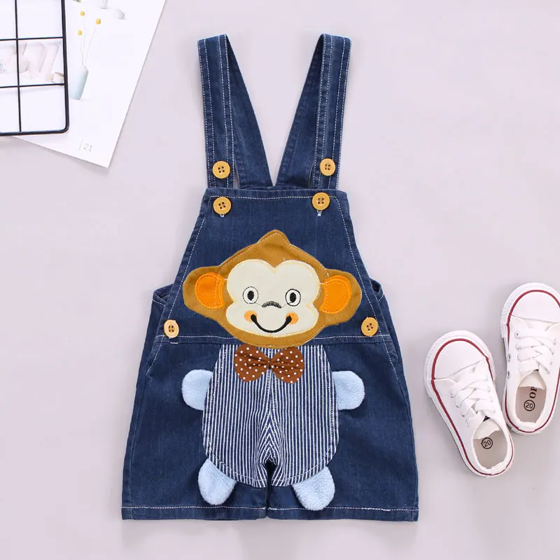 Одежда для малышей от 1 до 3 лет джинсовые комбинезоны для мальчиков и девочек Одежда для новорожденных джинсовые комбинезоны милые штаны с рисунком медведя летние комбинезоны - Цвет: HouZi-DaDuZi