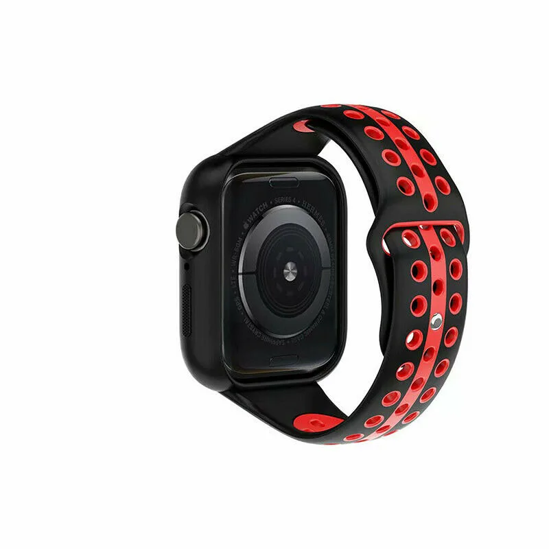 Ремешок для Apple Watch 4 спортивный силиконовый сменный ремешок для наручных часов+ чехол для Apple iWatch 40 мм 44 мм