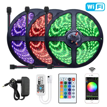 

12 V LED Strip RGB Light 5050 1M 2M 3M 5M 10M 15M Waterproof 12V Power Adapter Tape Ribbon LED Strip Set Living Room Decoration