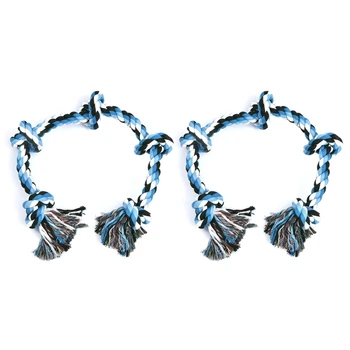 

2x Chewing Dog Leash Toys Large and Medium-Sized Dog Bite Rope Toy 3 Feet 5 Knots Suitable for Large Dog Teeth Cleaning