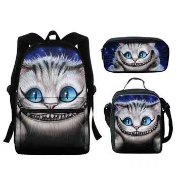 

Coloranimal 16 Inch Fashion Backpack Cheshire Cat Pattern 3PCs/Set Kids School Bags Cartoon Animal Designer Teenagers Book-Bags