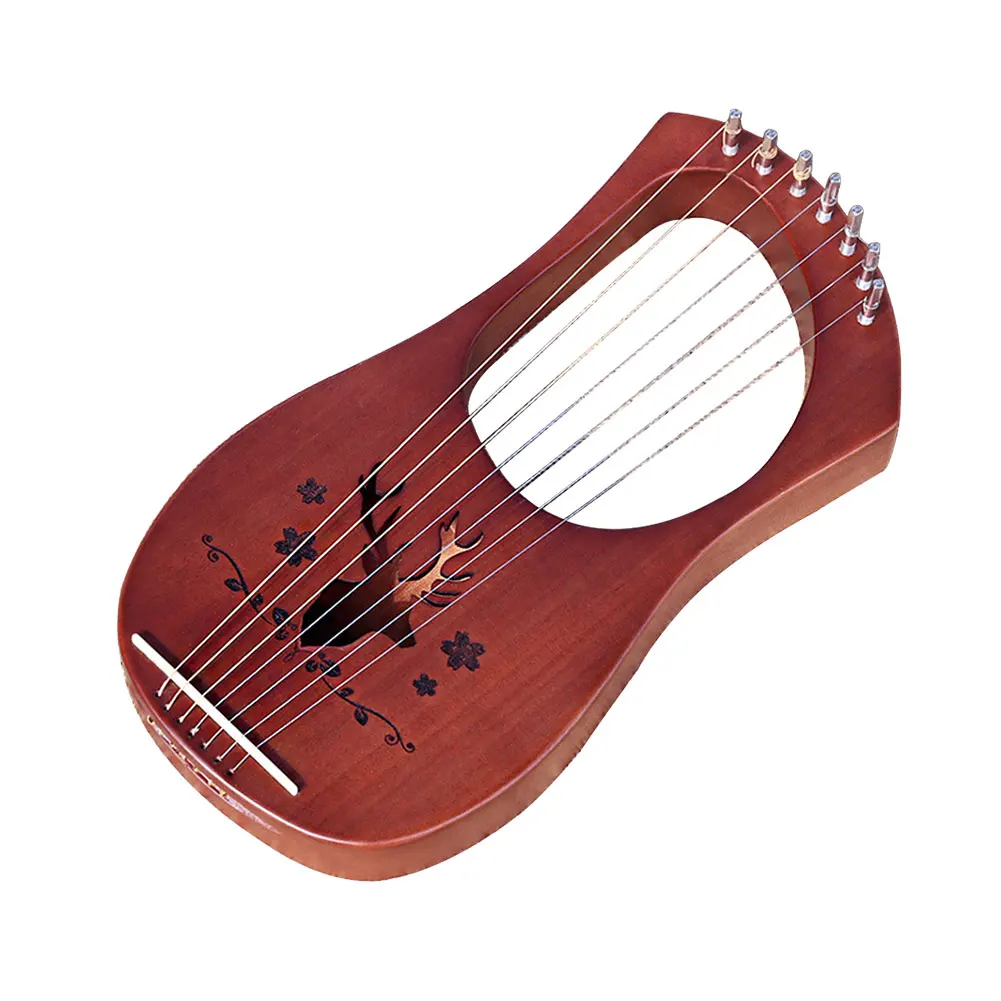 Compact Professional Lyre Harp 7-String Entertainment Instrument Musical Wooden Toy Lightweight Kids Mahogany Gift - Цвет: 1