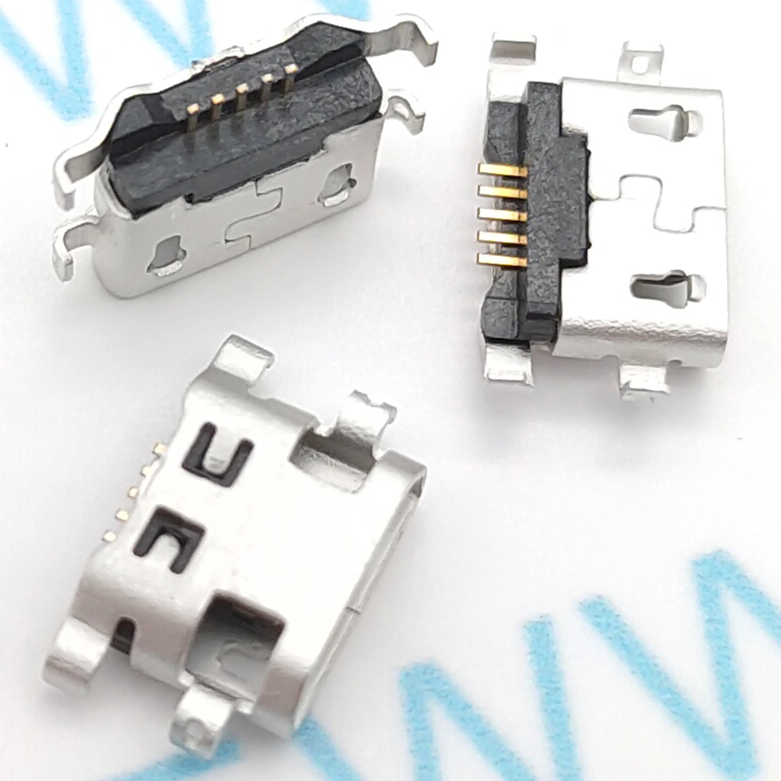 50 шт. разъем Micro USB 5pin обратный Тяжелая пластина мм 1,2 мм плоский рот без завивки сбоку женский для мобильного телефона Mini USB jack