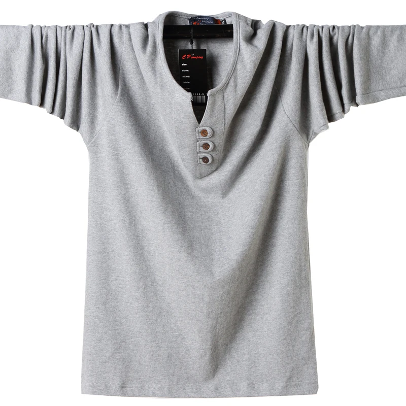 Осенняя Высококачественная Мужская футболка с длинным рукавом, Мужская разноцветная футболка с v-образным вырезом, мужская хлопковая M-6XL большого размера