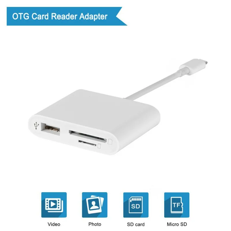 

3-in-1 Card Reader Multifunctional USB Camera TF Secure Digital Memory Cards Adapter Cable For iphone
