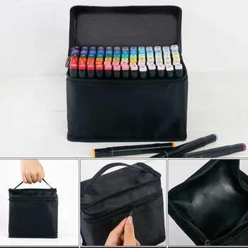 

Office Home Practical Black Bag Large Capacity Storage Organizer Mark Pen Holder Stationery Portable Multi Sizes Durable Zipper