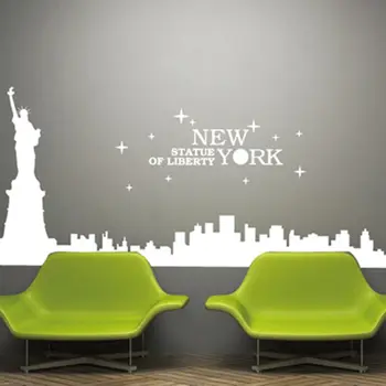 

New York City Skyline Decal Wall Sticker Vinyl Stickers Decor Mural Art Living Room Home Decoration Landmark Skyline Wall Decal