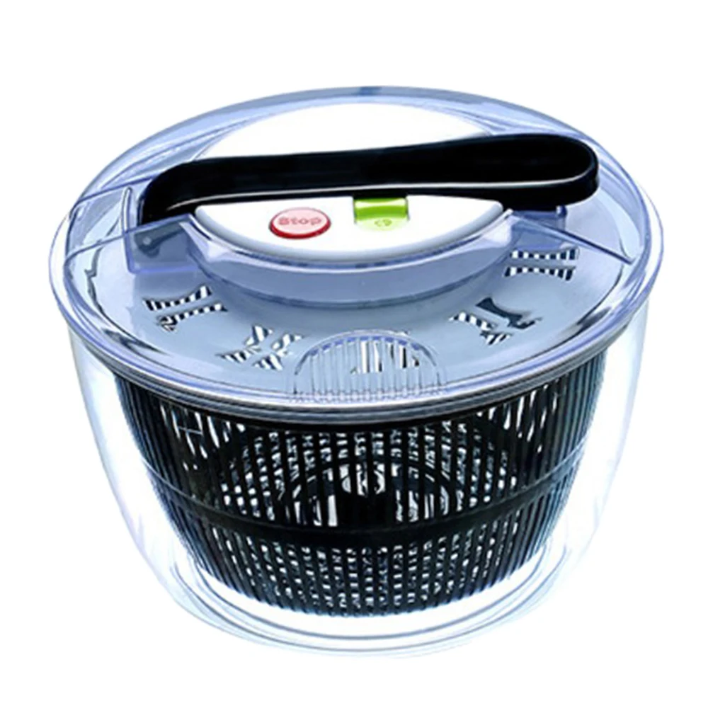 Salad Spinner Vegetable Dry Dehydrator Push-Typ Large-Capacity 5L Easy Spin One-Button Pause