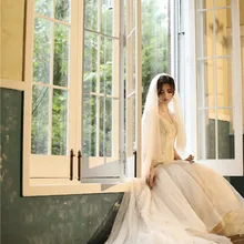 Favordear Роскошная свадебная вуаль цвета шампанского/слоновой кости, 4 м, с румянами, срезанными краями, Золотое свадебное с блестками, вуаль, свадебные аксессуары