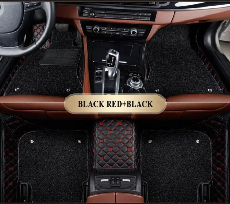 3D автомобильный напольный коврик на заказ для Volkswagen vw tiguan golf mk7 7 4 6 gti touareg passat b7, автомобильные аксессуары, напольный коврик, ковры - Название цвета: Luxury Black red a