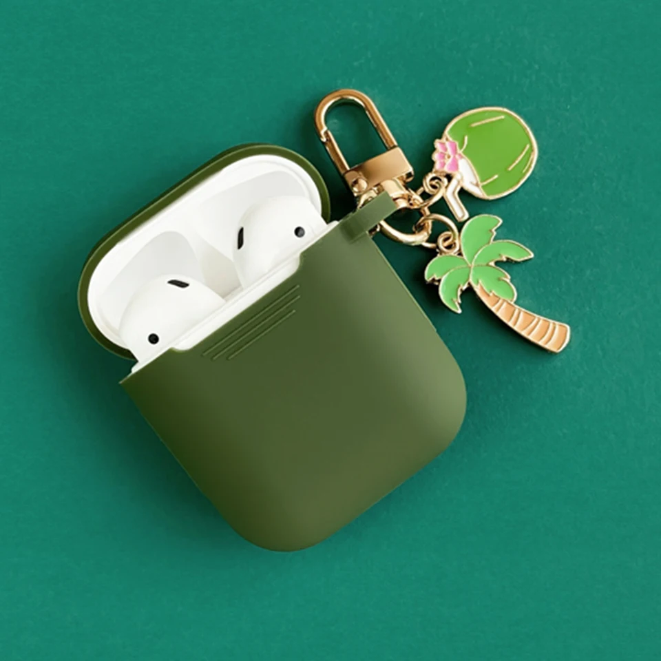 Милый кокосовый силиконовый чехол для Apple Airpods 1/2 чехол Аксессуары Bluetooth наушники коробка крышка Беспроводная сумка для наушников брелок