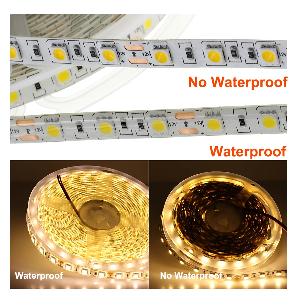 LED Strip 5050 DC12V 60LEDs//m Flexible LED Light RGB RGBW 300LEDs 5m//lot