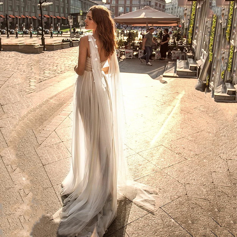 Eightree Boho свадебный наряд трапециевидной формы с цветочными аппликациями vestido de noiva платье для невесты на тонких бретелях пляжное свадебное платье
