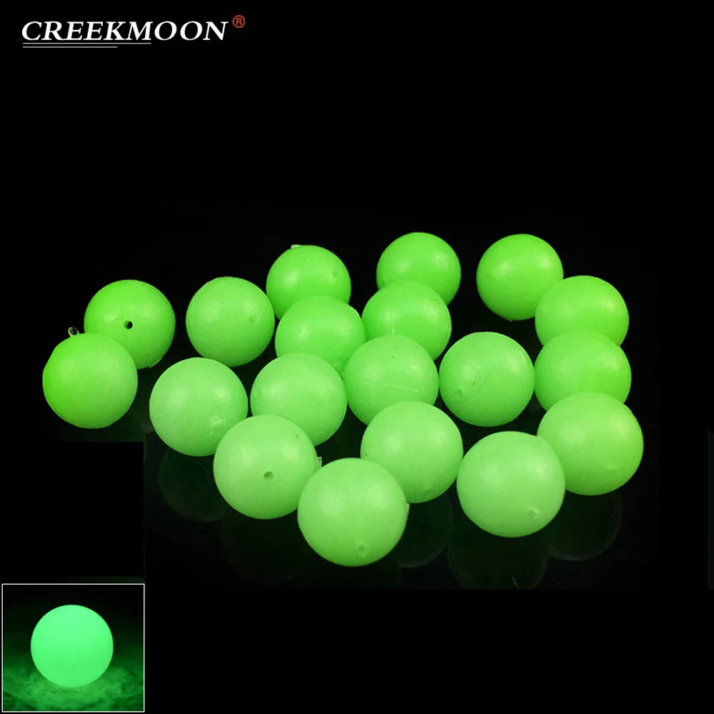 100Pc/Bag Fishing Floats Beads 2 Colors Luminous Balls For Night Plastic 8Mm JB 