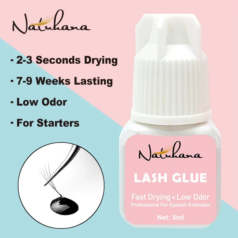 

NATUHAHA 5ml 2-3 Seconds Fast Drying lashes Glue low smell Long Lasting Time Eyelash Extension Glue Adhesive Retention 7-9 weeks
