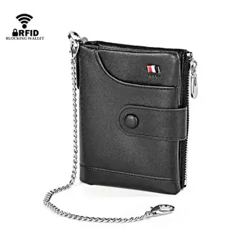 

RFID Genuine Leather Wallet Zipper Wallet Vintage Wallet Multi-Function Card Bag Male Purse Coin Pocket Photo Card Holder