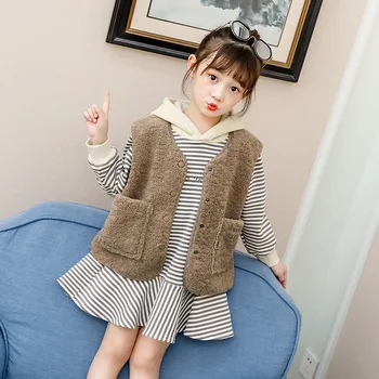 

2019 winter girls clothing sets vest +sweatshirt two pieces 12 years old