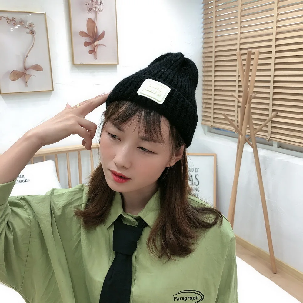 LOOZYKIT, шапка с вышивкой Billie Eilish Beanies, женские вязаные теплые зимние шапки, женские и мужские однотонные Новые повседневные Шапки с манжетами