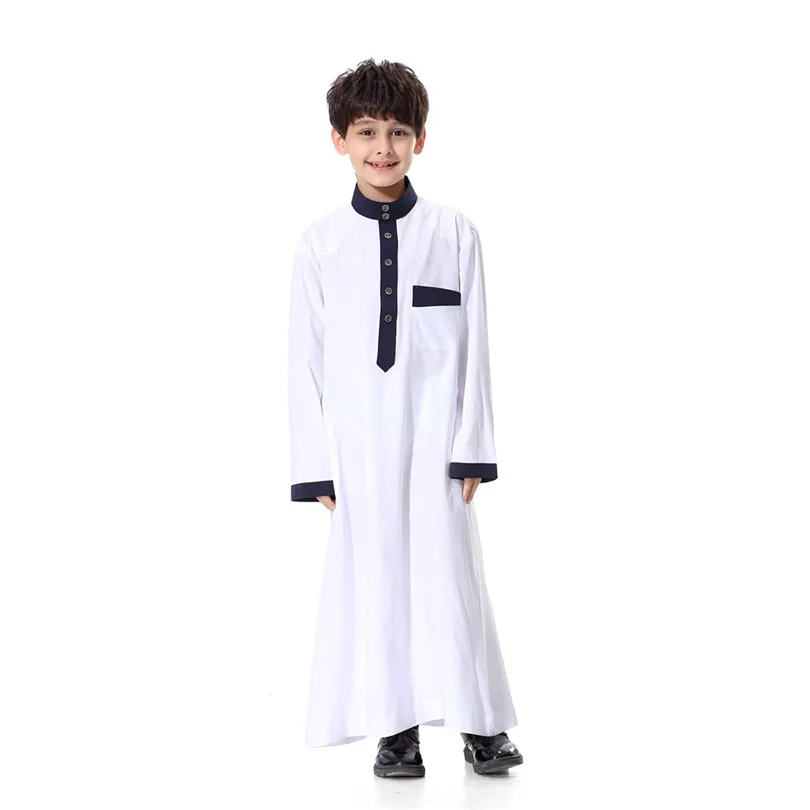 Kurta/Исламская Арабская одежда; детская одежда; abaya thebe; свободный кафтан; арабский детский длинный кафтан; Исламский детский халат с круглым воротником; одежда