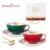 Ceramic Coffee Cup Spoon Dish Set European Style Luxury Retro Gold Handle Flower Tea Garland Breakfast Milk Mug 13