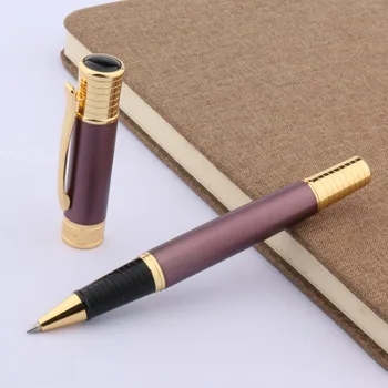 

Beautiful office school matte purple classic metal golden Roller ball Pen