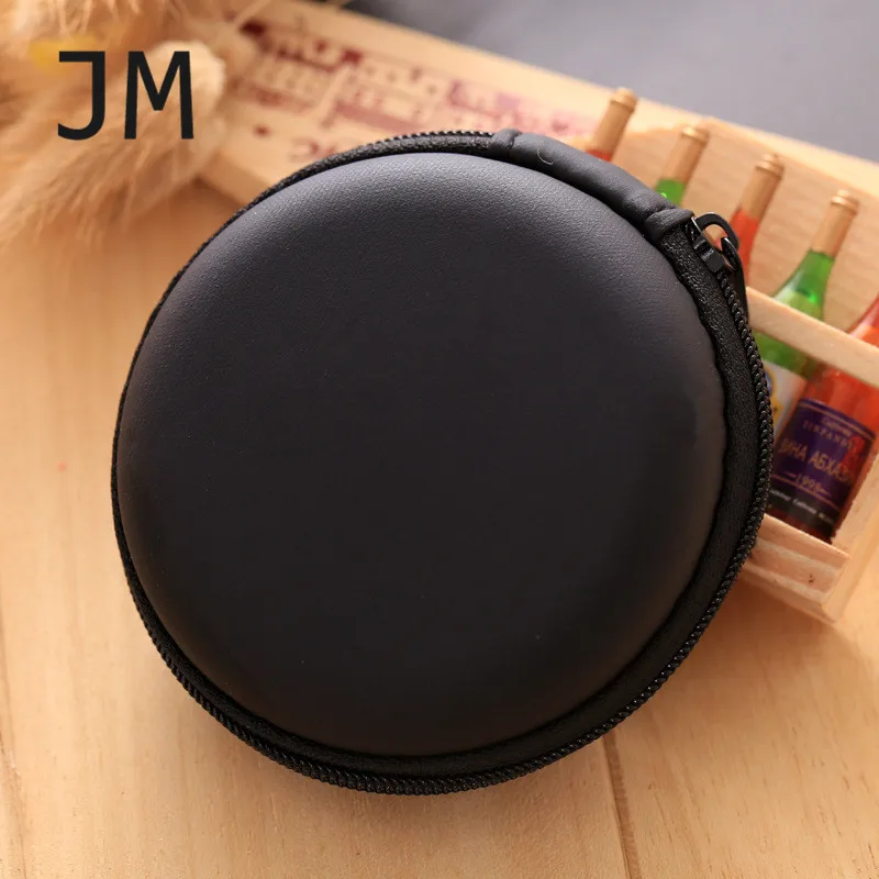 JM Purse Children's Wallet Round Small Coin Purses Women Children Mini Wallet Coin Box Storage Carrying Zipper Earphone Bag - Цвет: black