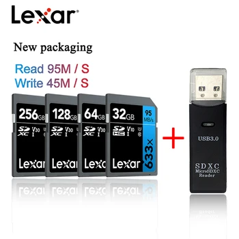 

New Original Lexar 663X SD Card SDXC Class 10 Memory Card 64GB 128G 256G For 4K Camera With High speed USB 3.0 SD TF card reader