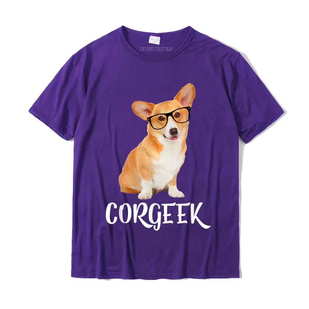 Design Oversized Unique T Shirt Round Collar Fall Cotton Fabric Short Sleeve T-shirts for Boys Casual T Shirt Drop Shipping Corgeek T Shirt Funny Corgi Dog Lover Gifts Geek T-Shirt__MZ16421 purple